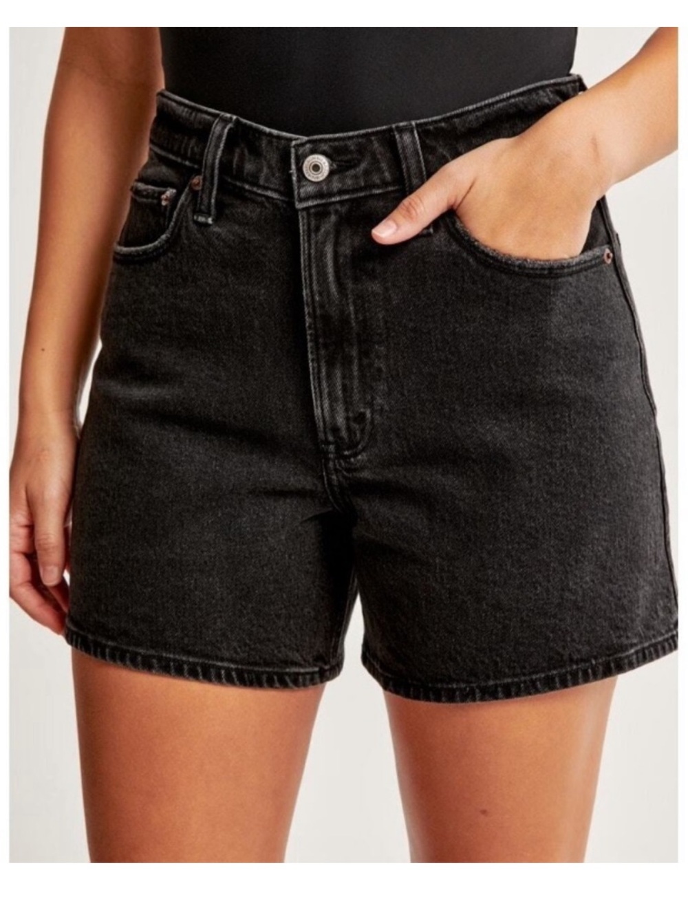 Abercrombie & Fitch Black High-Rise Dad Jean Shorts